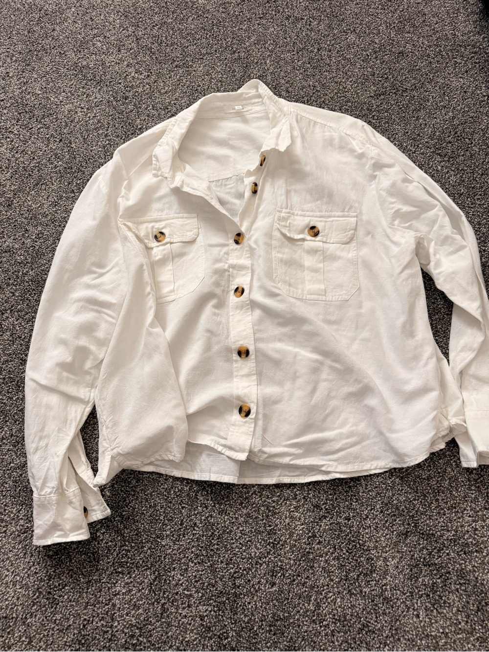 Classic cream Button-Up Shirt with Chest Pockets